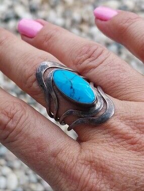 Mexx Vintage Sterling Silver Ring with Bright Turquoise Stone